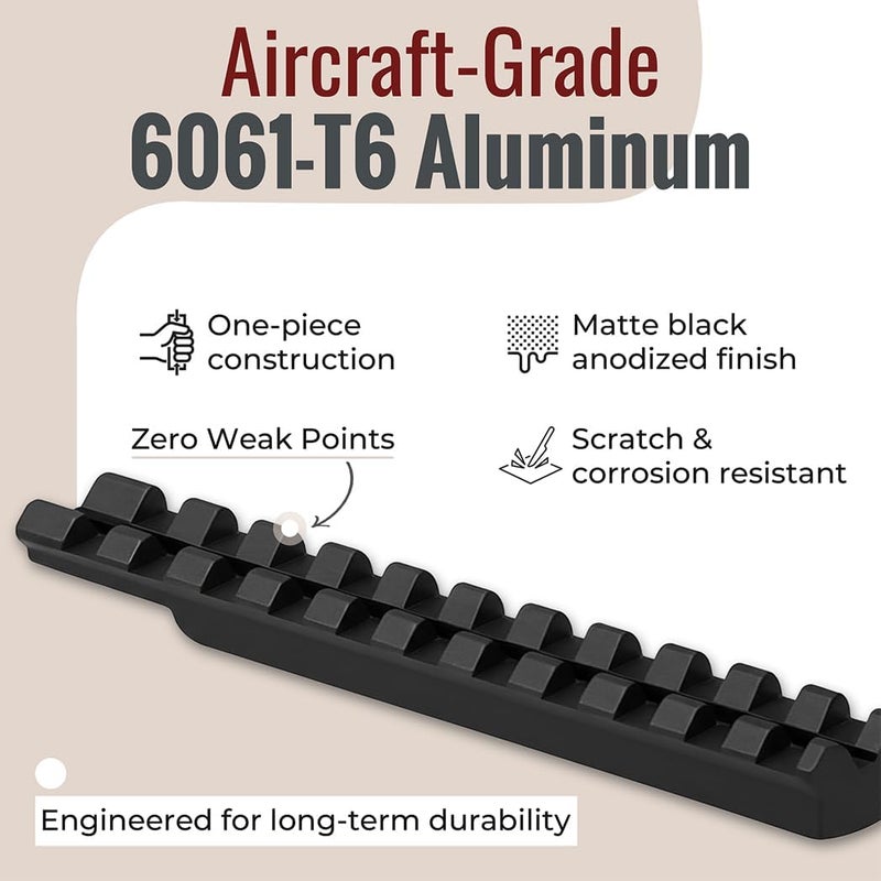 Gotical Store 4" Over Length Scope Picatinny Rail Mount for Henry Big Boy Rifles, Aluminum Construction Matte Black Anodizing, 20 in/lbs Mounting Hardware #8-40 X 1/4 Screws and Wrench Included - Image 5